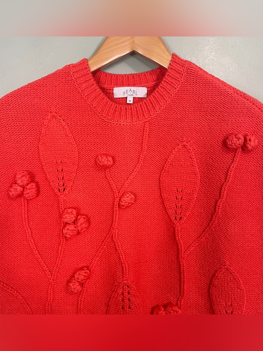 Pearl by Lela Rose Sweater Vest 3D Pom Pom Knitted Orange Women Medium - Picture 2 of 8